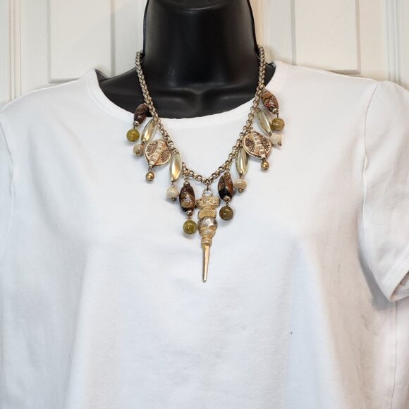 Bohemian Tribal-Inspired Statement Necklace – Mixed Materials with Pendant - Picture 15 of 15
